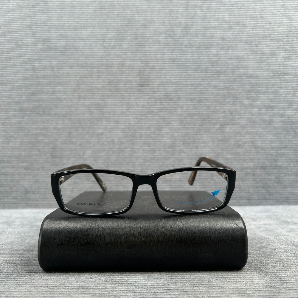 Essilor Vision Foundation Black Rectangular Y2k Eyeglass Frames EVF7002